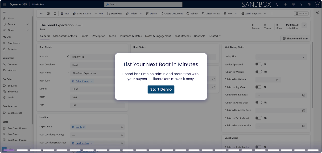 EliteBrokers list your boat within minutes for sale
