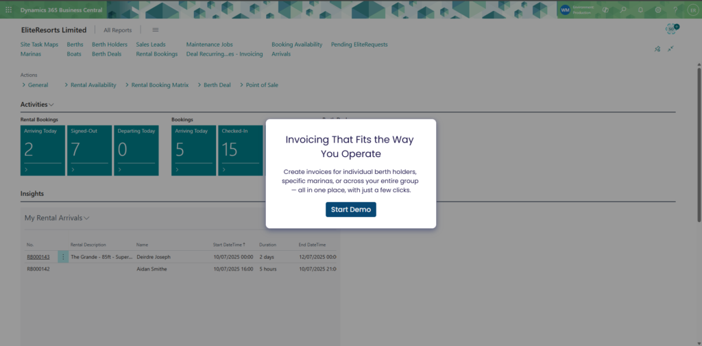 EliteMarinas Demo Recurring Invoices
